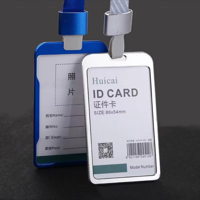 Porte-cartes en alliage d'aluminium, sangle de cou avec lanière, porte-Badge, carte d'identité de travail pour Bus, porte-cartes de visite, fournitures de bureau