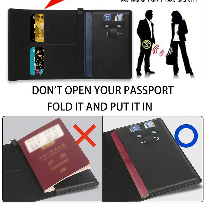 Porte-passeport multifonctionnel avec blocage RFID, essentiels de voyage, couverture de passeport de grande capacité, cadeaux, étui pour cartes de voyage d'affaires