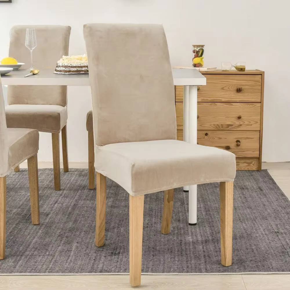 Housse de chaise en velours pour salle à manger, en Spandex, extensible, Super douce, pour cuisine, maison, hôtel, Banquet de mariage