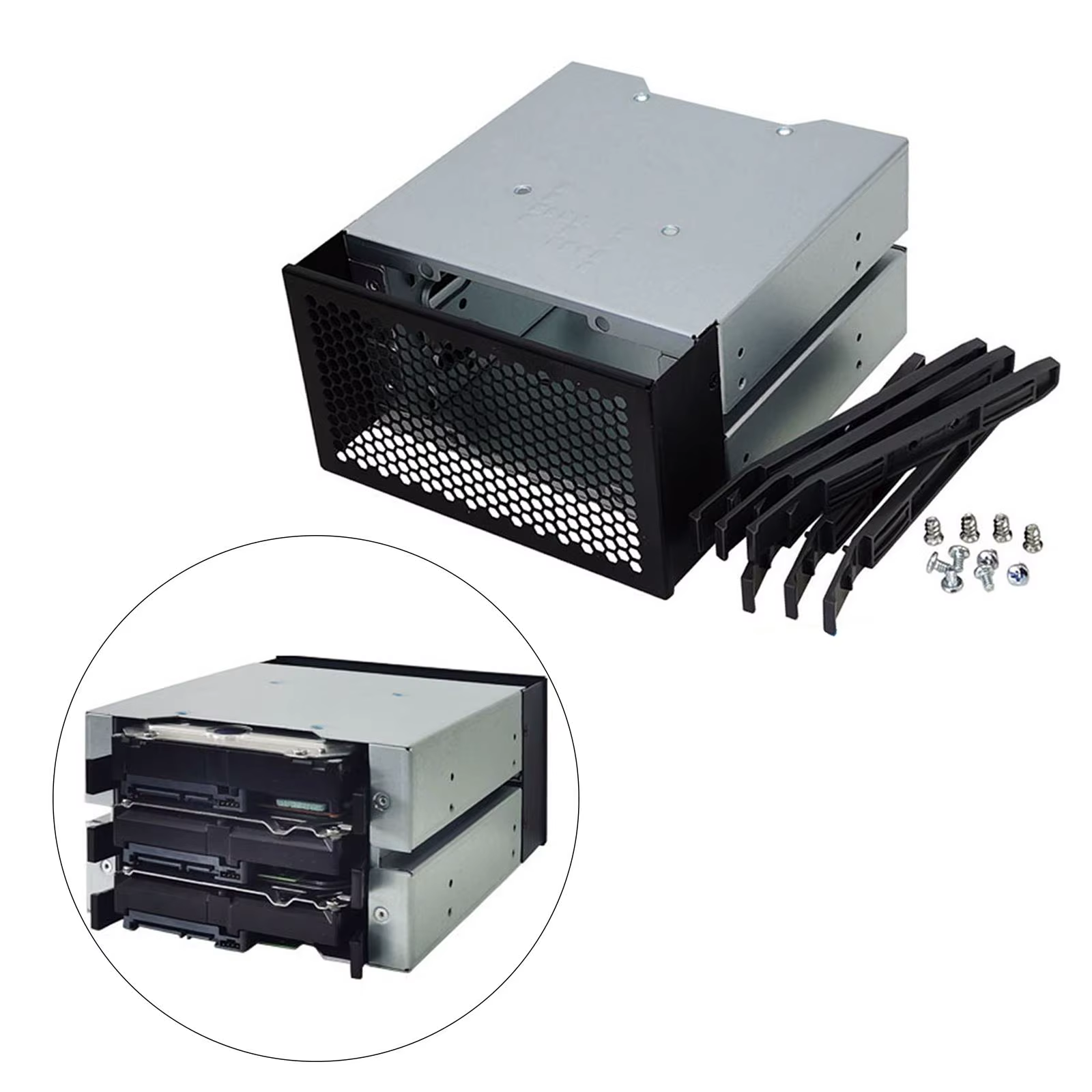 Support T1 avec boîtier, 3 baies, étui de 3.5 pouces