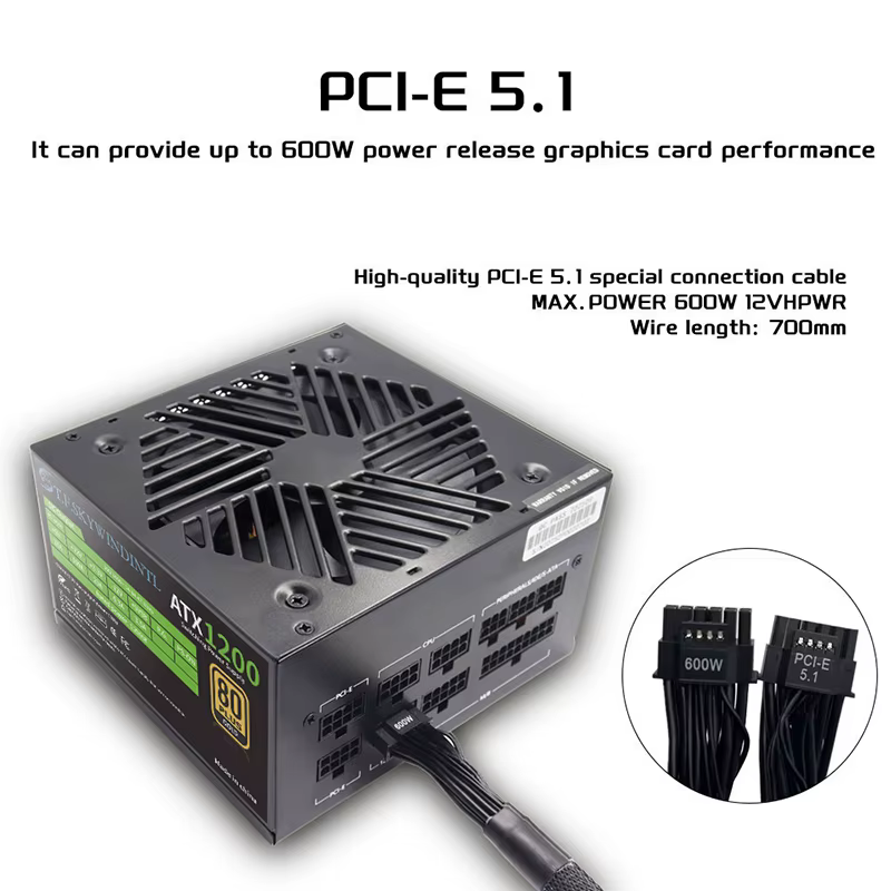 PCIE 5.0 1200W alimentation PC PSU modulaire complet pour Source d'alimentation