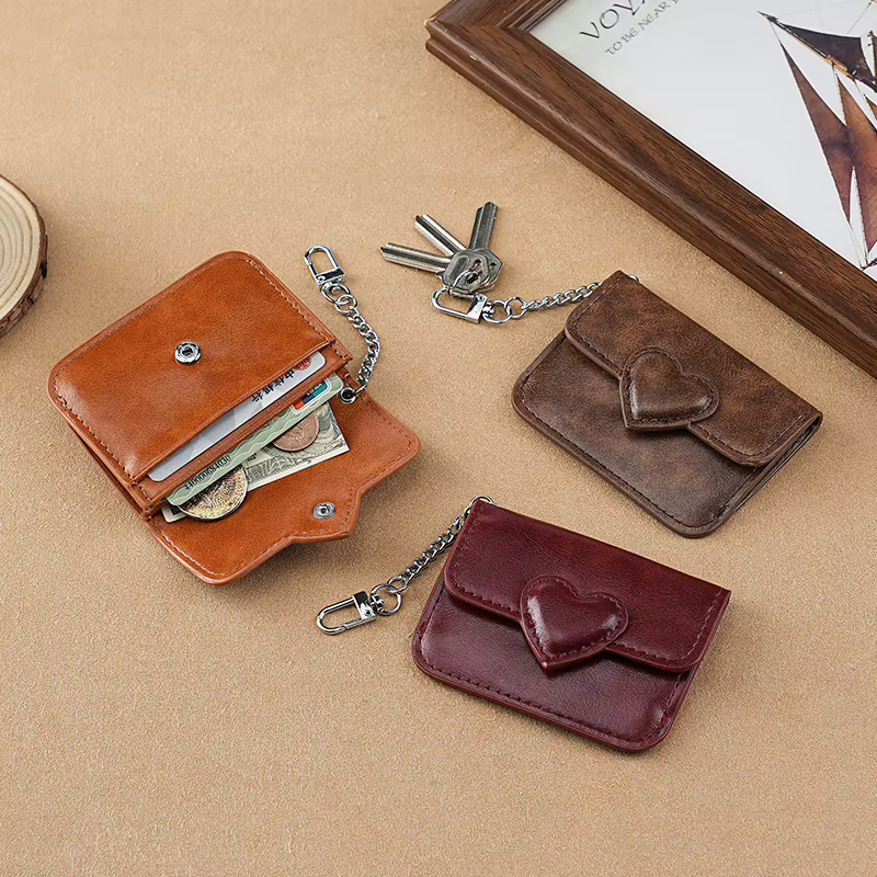 Porte-cartes en cuir PU pour femmes, petit portefeuille mignon en forme de cœur, multi-cartes, Anti-magnétique, porte-cartes, sac de monnaie de voyage