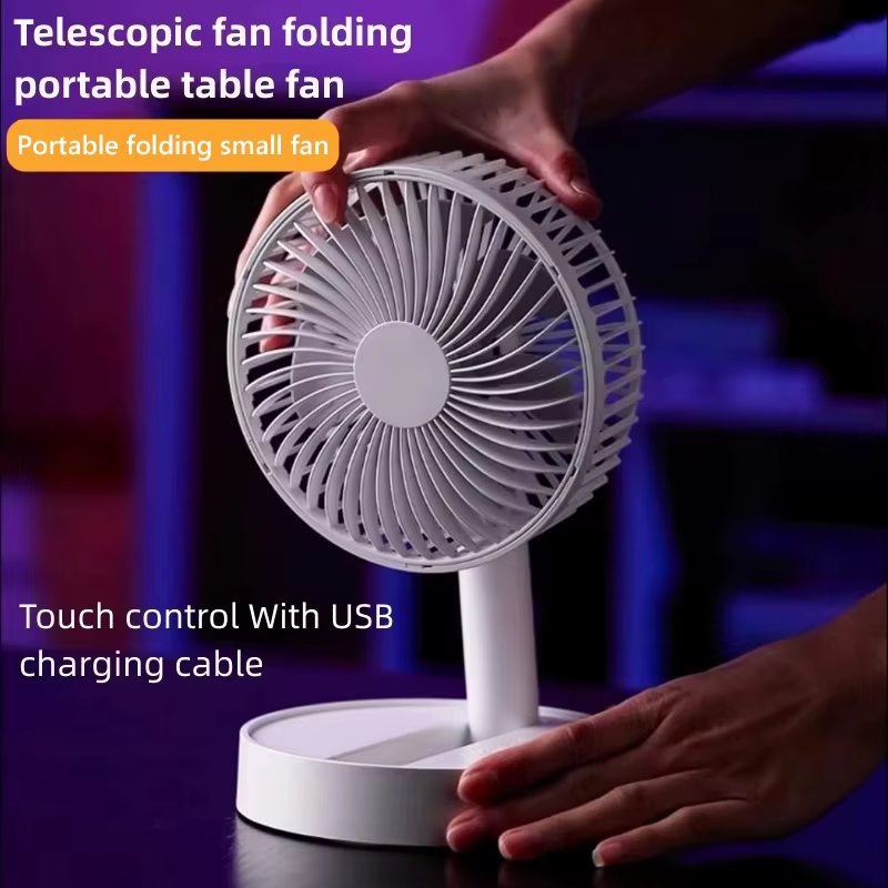 Ventilateur de bureau portable pliable Lenovo, rechargeable par USB C, batterie 3600 mAh, 4 vitesses, ultra silencieux, pour la maison, le bureau, la chambre à coucher, le dortoir