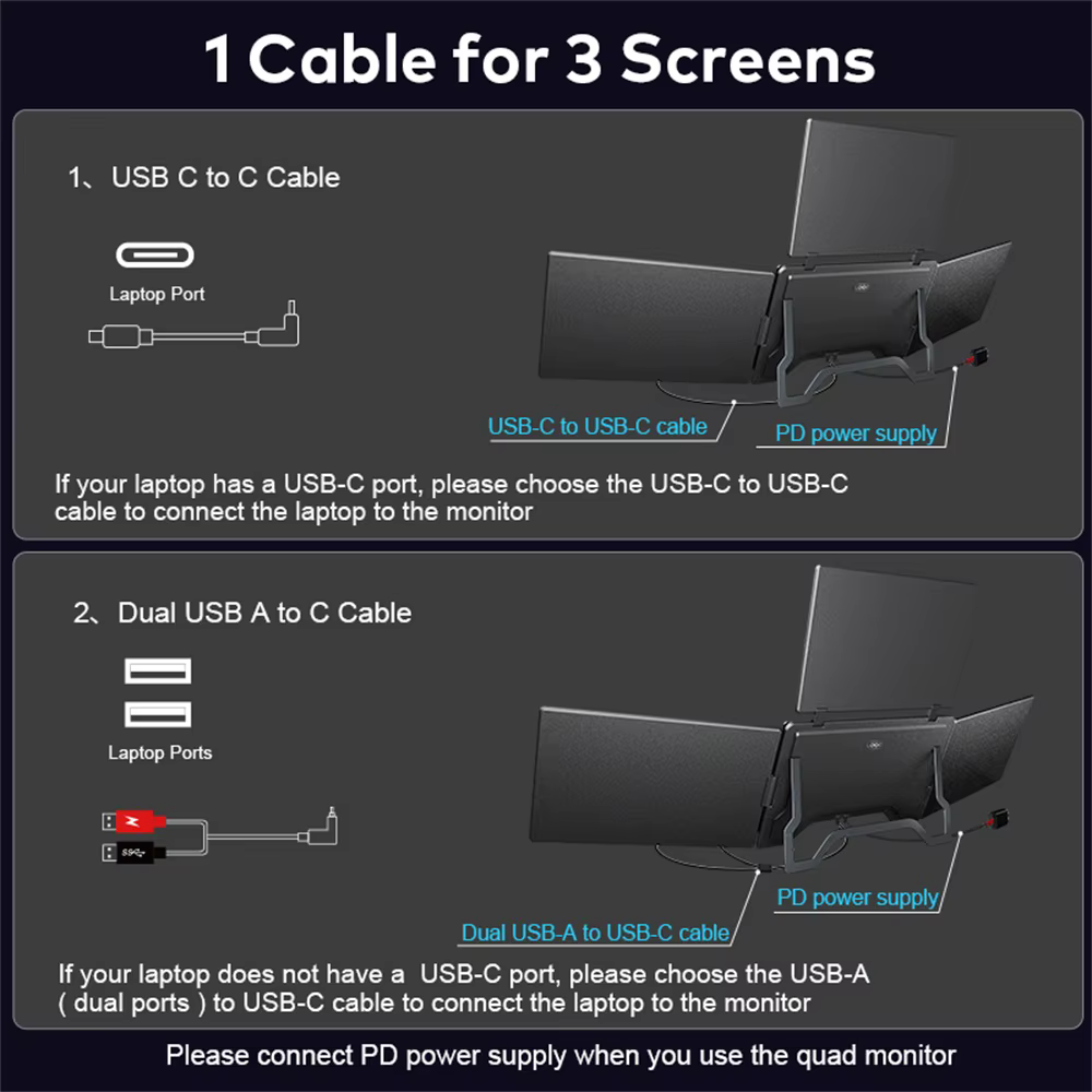 Moniteur LCD à Triple écran pour ordinateur Portable