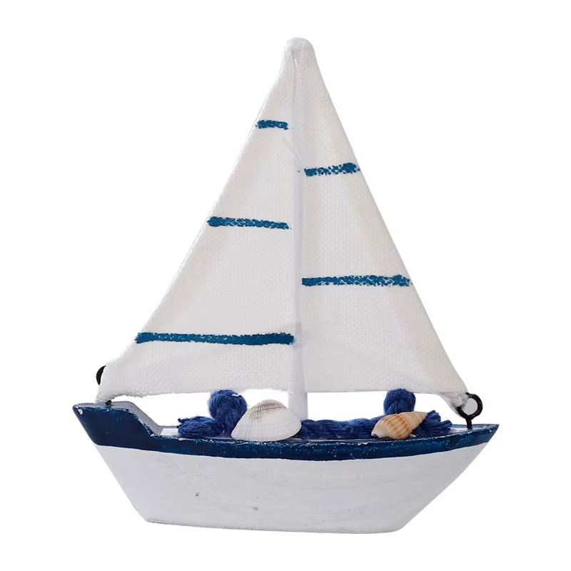 Décoration de bateau à voile en bois bleu