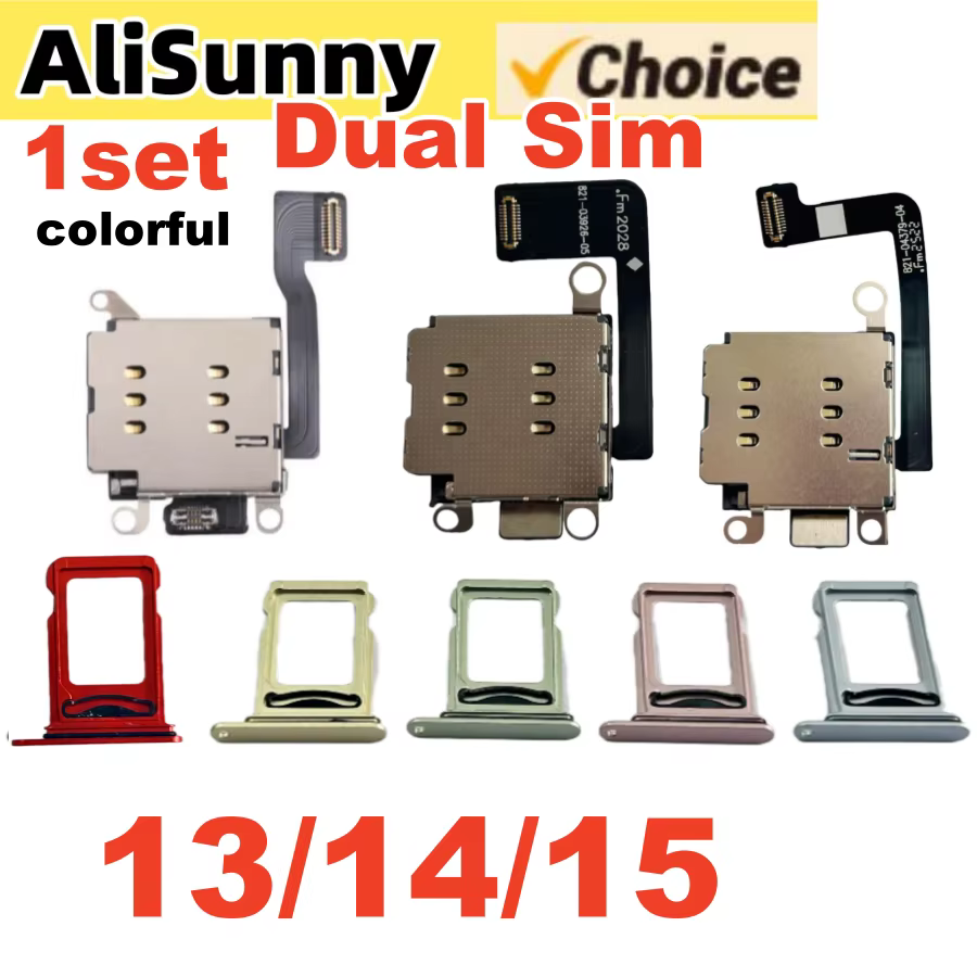 1 jeu de câbles flexibles pour lecteur de carte Sim double + emplacement pour plateau pour iPhone 15 Plus 14 13 adaptateur de support de connecteur Nano