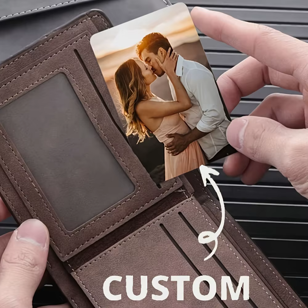 1 pièce/3 pièces Carte PVC personnalisée double face avec photo - Convient aux couples, à la Saint-Valentin, aux anniversaires et à d'autres occasions