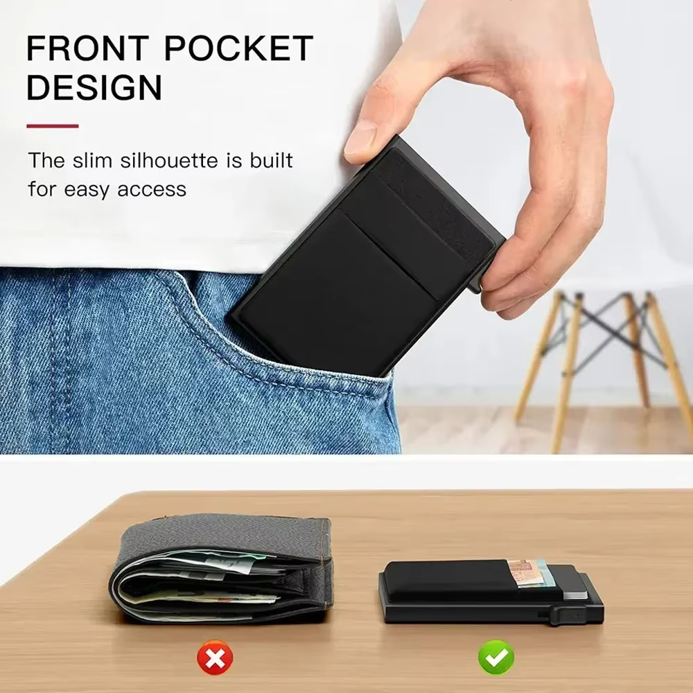 Rfid porte-carte de crédit hommes mince mince Mini portefeuilles minimalistes de luxe en métal banque ID étui portefeuille pour hommes Carteras