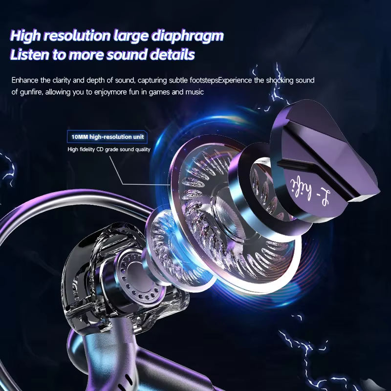 Écouteurs de jeu casque de joueur avec double Microphones Typec & 3.5mm