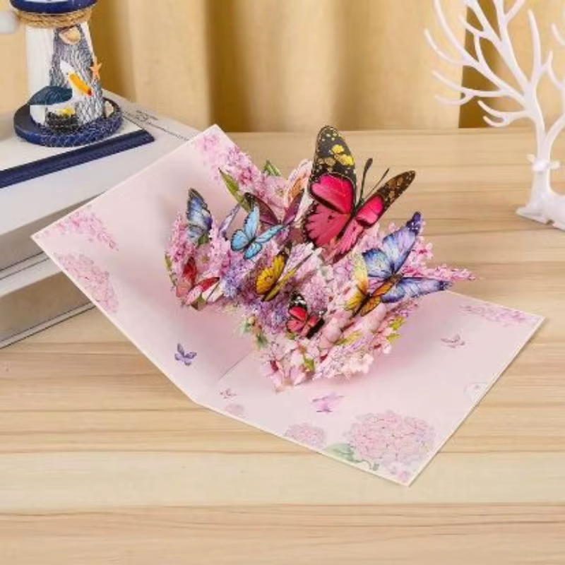 1 magnifique carte pop-up 3D avec un design élégant de papillons et de fleurs - Polyvalente pour les anniversaires, les anniversaires de mariage, les mariages, la Saint-Valentin