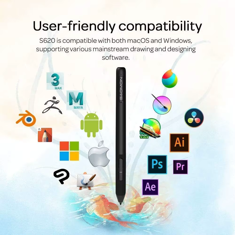 Gaomon S620 tablette graphique 6.5*4 pouces petit dessin tablette numérique pour OSU prise de notes peinture Compatible avec téléphone Android