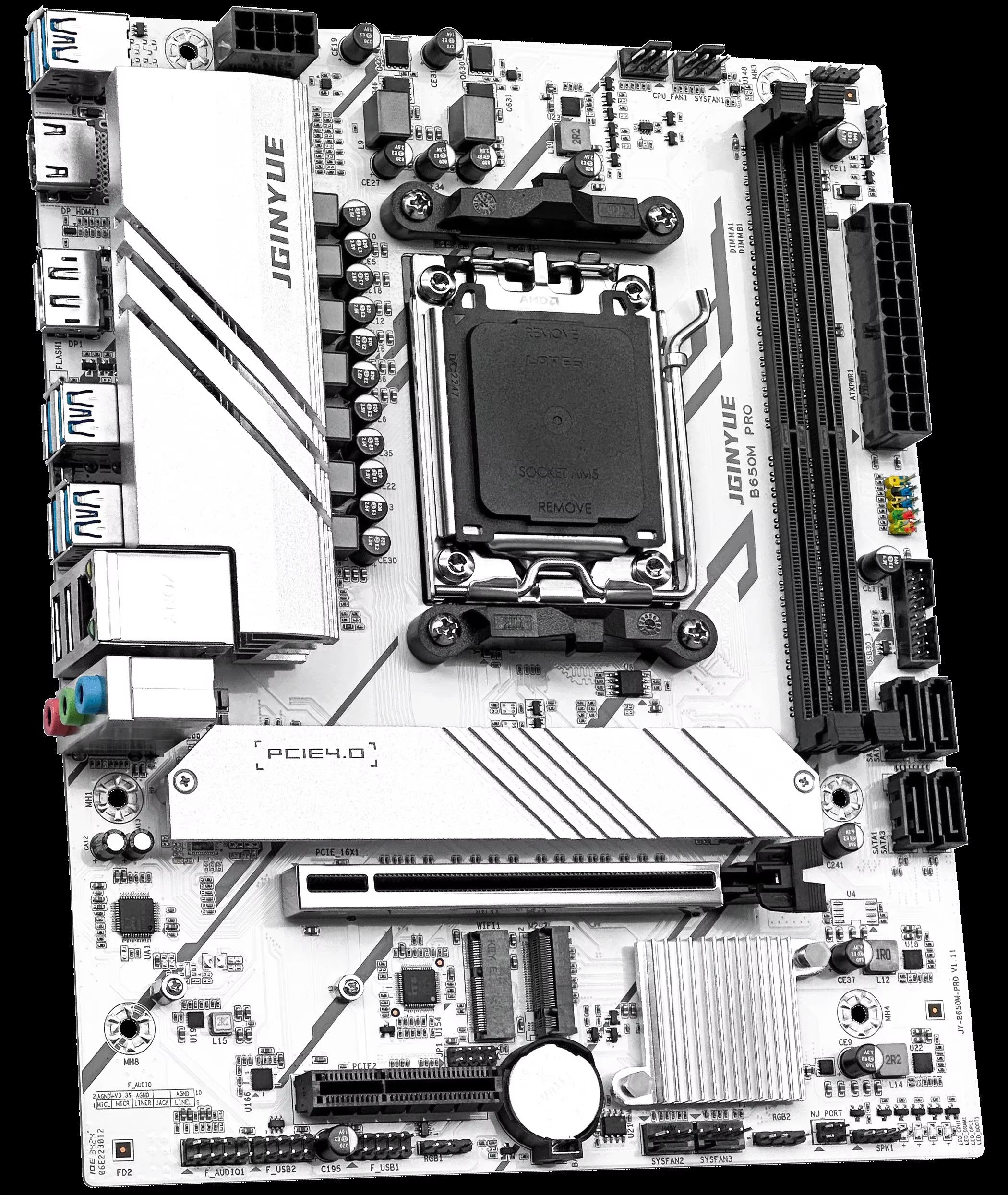 JGINYUE B650M PRO AM5 carte mère M-ATX pour AMD ® Ryzen7000/8000/9000 série DDR5 MAX 64 Go de RAM M.2 Slot * 2