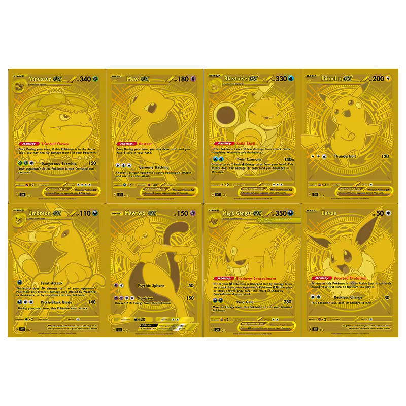 Cartes Pokémon DIY : Série Faite Soi-Même Version Anglaise – Collection Anime avec Golden Umbreon, Pikachu, Blastoise Ex, Mew, Mewtwo Ex, Venusaur