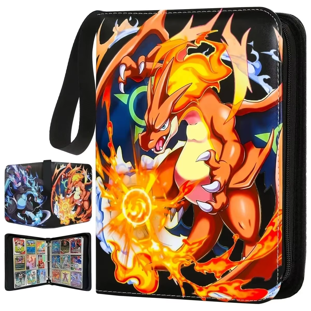 Classeur de cartes Pokémon avec fermeture éclair, album de grande capacité, livre de rangement PTCG, organisateur de cartes à collectionner à feuilles mobiles, cadeau pour les fans de Pikachu