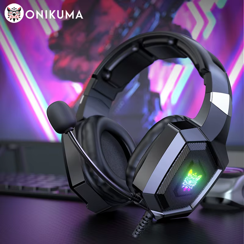 ONIKUMA K8 casque de jeu avec micro HD Flexible lumière rvb son Surround sur-oreille
