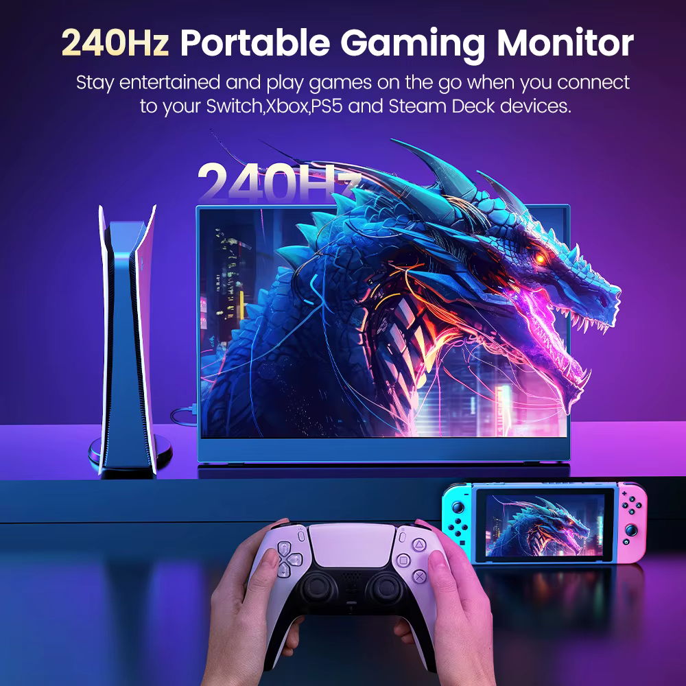 UPERFECT UGame J5 2.5K 240 Hz Moniteur de jeu 16" Écran portable 100 % sRGB avec HDMI USB C HDR Freesync pour PS5 Steam