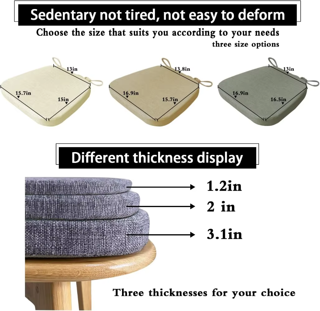 Coussin de siège de chaise avec fermeture éclair, coussin décoratif antidérapant, coussin de jardin, rembourrage Semi-rond pour sièges intérieurs/extérieur