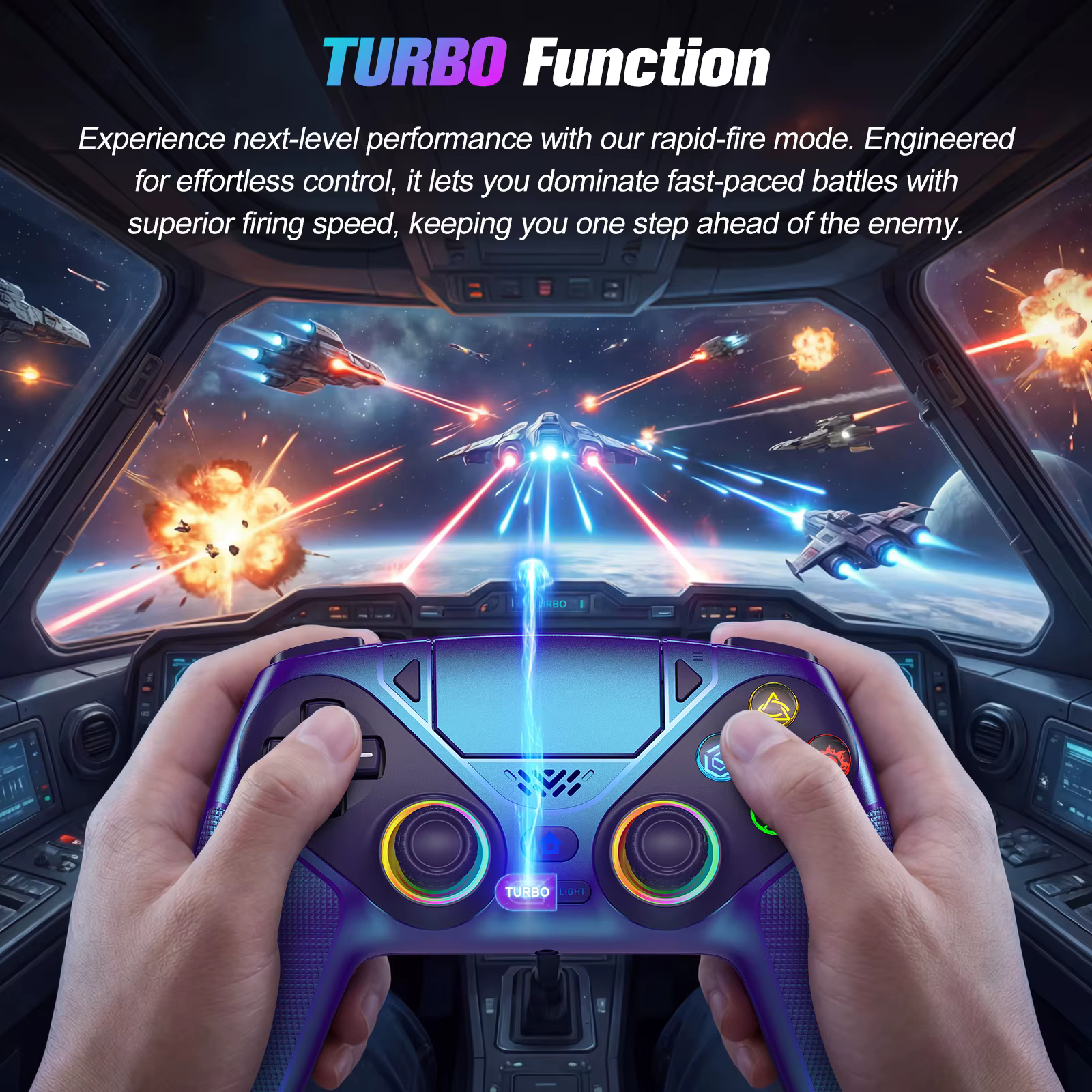 Manette de jeu RGB pour Playstation 5/PS5 Pro/Slim/PC, contrôleur sans fil PS5, double vibration, fonction Macro/Turbo, Joystick de jeu 3D