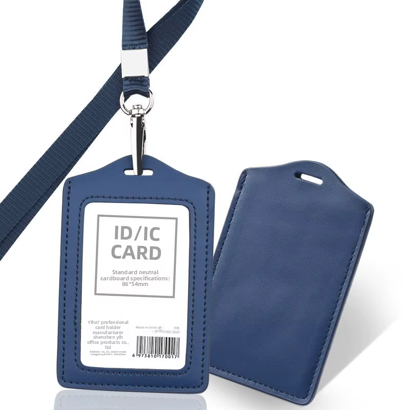 Porte-cartes en cuir avec cordon, porte-badge de travail, étui pour certificat, pour hommes et femmes