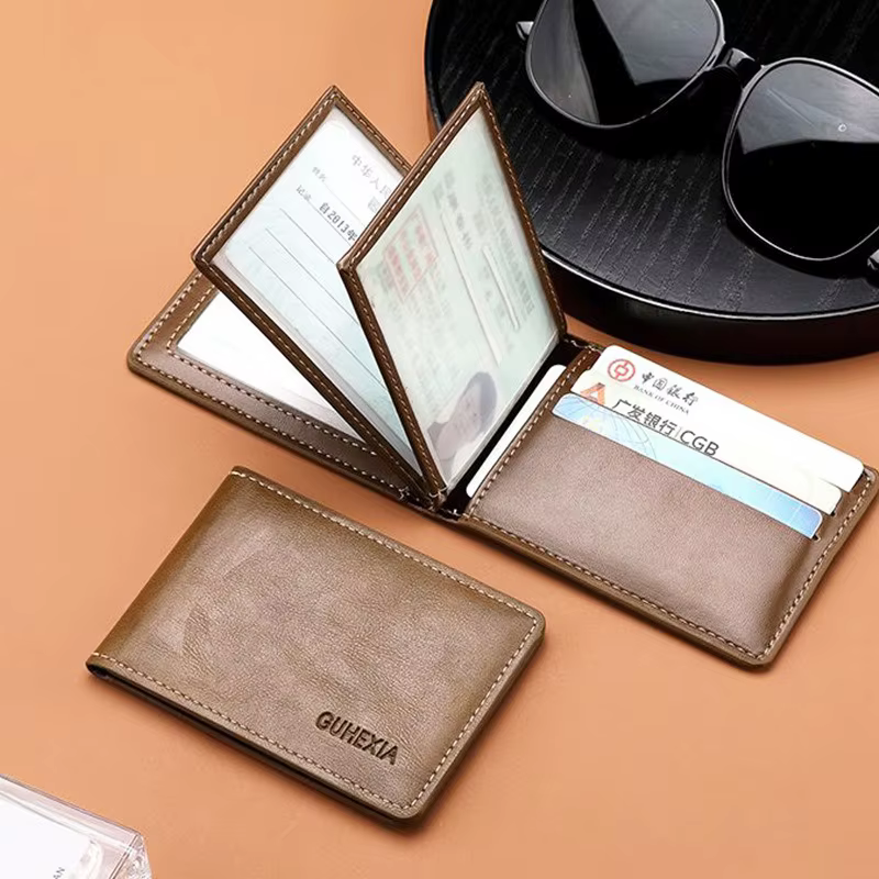 Porte-monnaie minimaliste pour hommes, portefeuille multifonction, étui pour carte d'identité, porte-permis de conduire en Pu, cadeau d'affaires décontracté