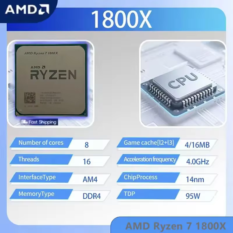 Processeur de jeu AMD Ryzen 7 1800X R7
