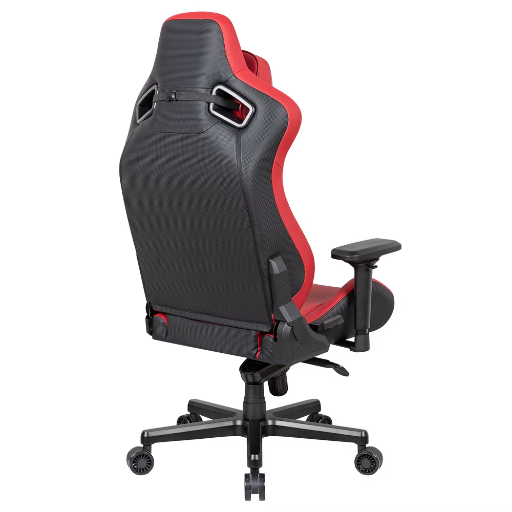 Chaise de jeu ergonomique pivotante moderne rouge avec dossier inclinable