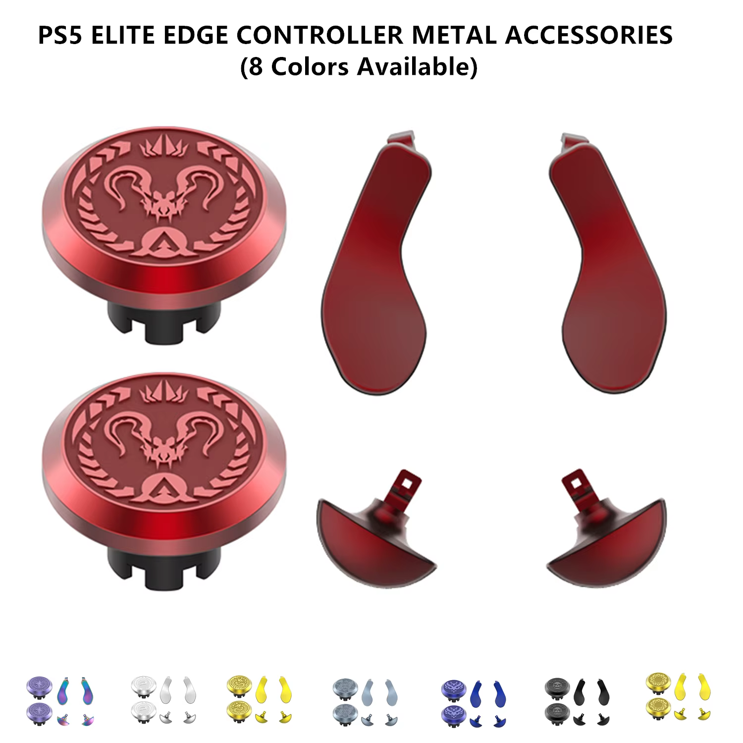Capuchon et jeu de palettes de Joystick en métal 6 en 1 pour manette PS5 Elite