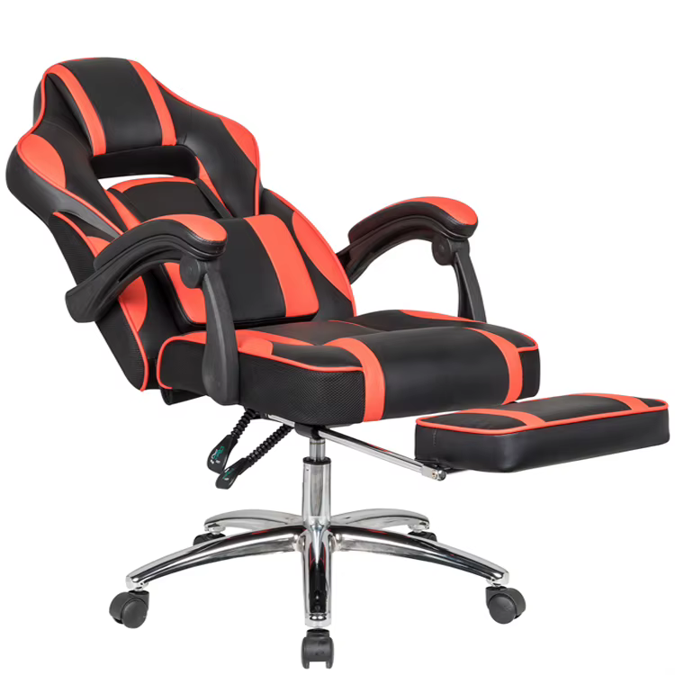 Chaise de jeu pour ordinateur avec repose-pieds
