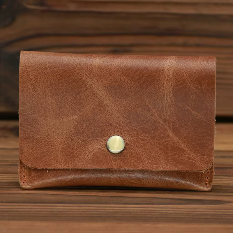 Porte-cartes de visite en cuir véritable pour hommes – Étui mince pour cartes de crédit et cartes d'identité, portefeuille professionnel pour le bureau et les voyages