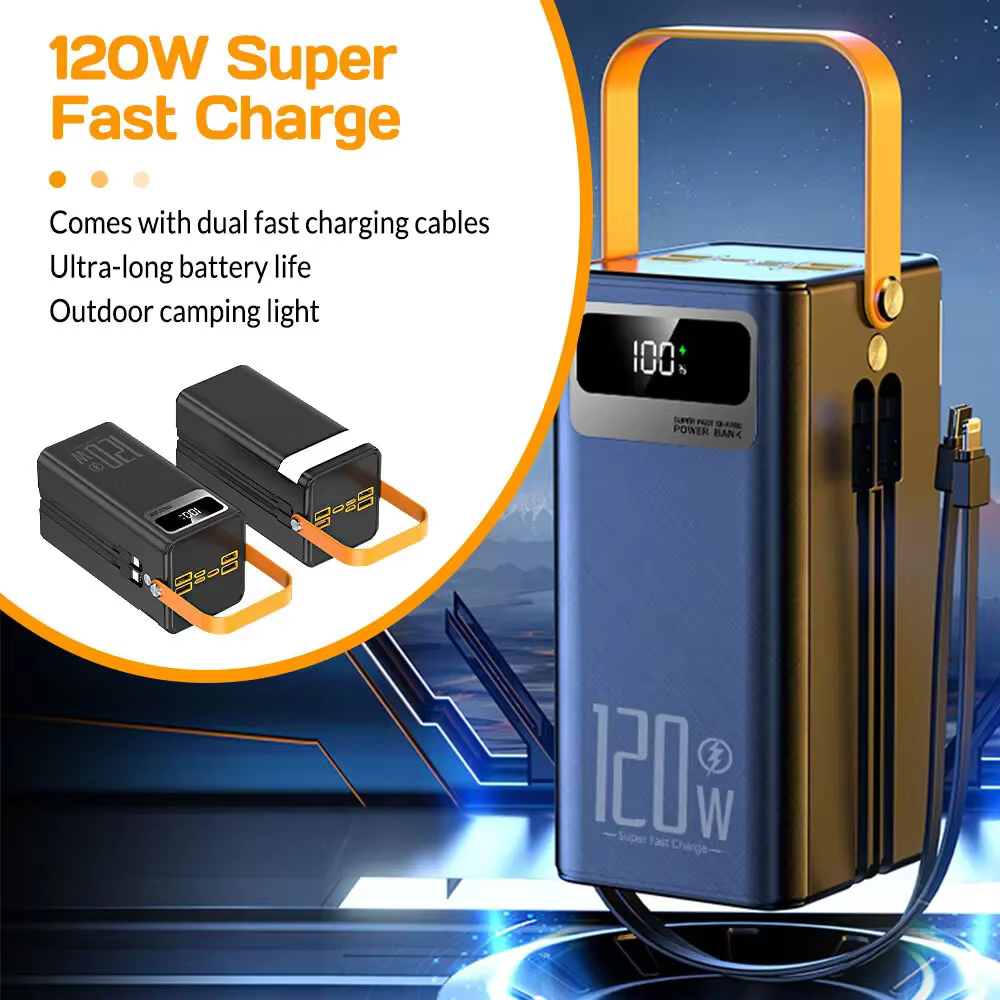 Batterie externe Portable 120W 80000mAH, chargeur Super rapide, batterie externe de grande capacité, prend en charge la charge simultanée de 7 appareils