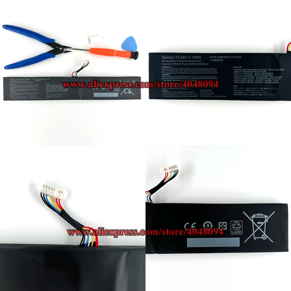 Batterie C41N2208 pour ASUS ROG ALLY Gaming, série portable RC71L/PC71L, extension haute capacité de 74wh, mise à niveau mod gratuite, tous les outils