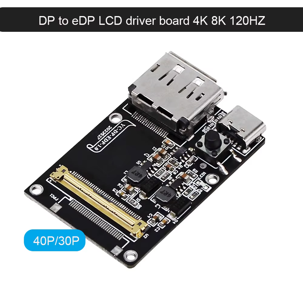 Carte de pilote pour écran LCD portable, 4K, 8K, 120Hz, DP vers eDP, 30P, 40P