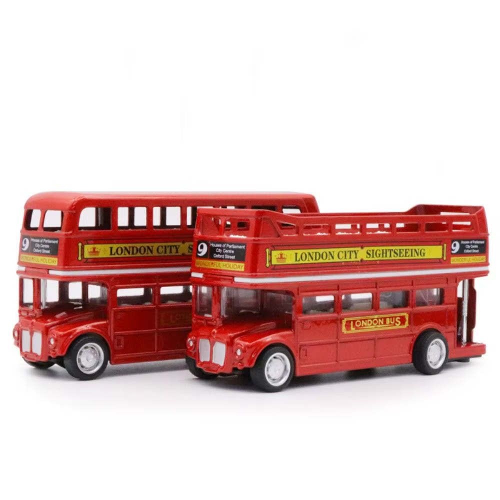 Modèle de voiture de Bus à deux étages, Simulation de Bus de voyage européen britannique en alliage, véhicule Vintage à retirer, cadeau pour enfants
