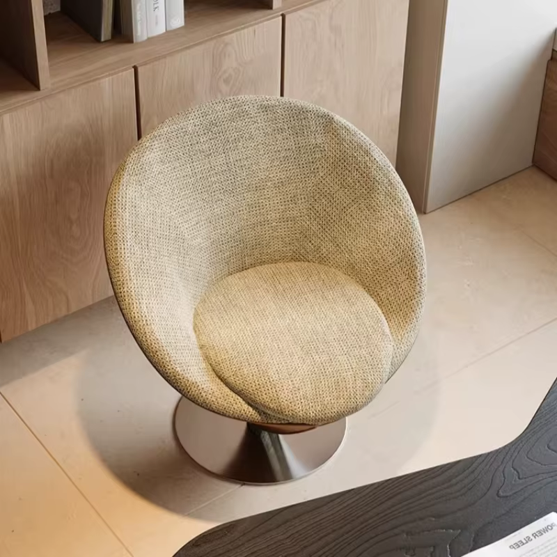Fauteuil de salon pivotant minimaliste italien, base conique design, fauteuil d'appoint en Nappa, tabouret de maquillage de luxe, chaise de maquillage pour salon
