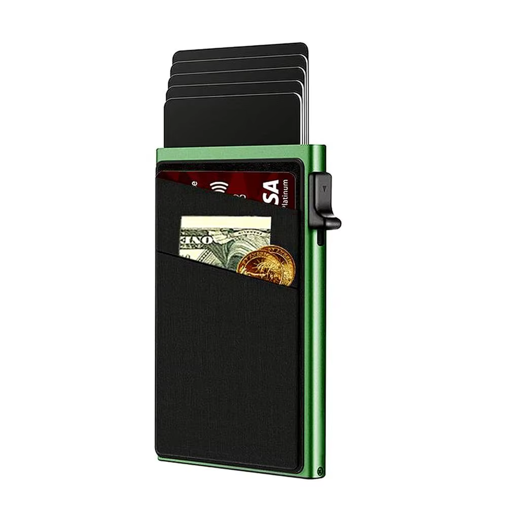 Porte-cartes automatique anti-vol RFID avec renfort par vis, boîte en métal, boîte à cartes pour homme, matériau en alliage d'aluminium, blocage RFID