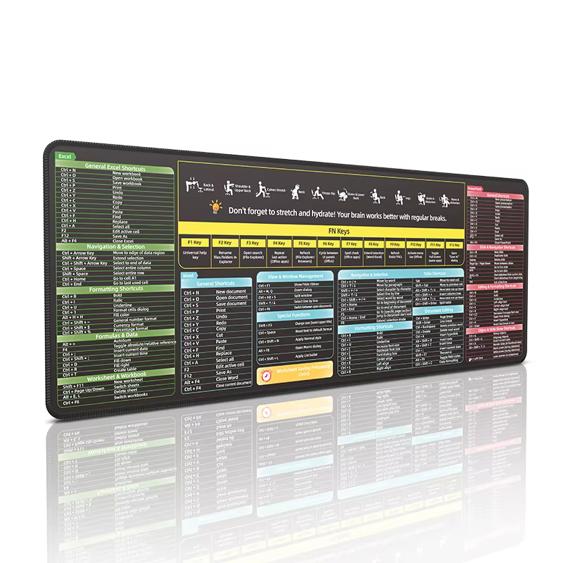 Tapis de souris Excel Shortcut Keys – Grand