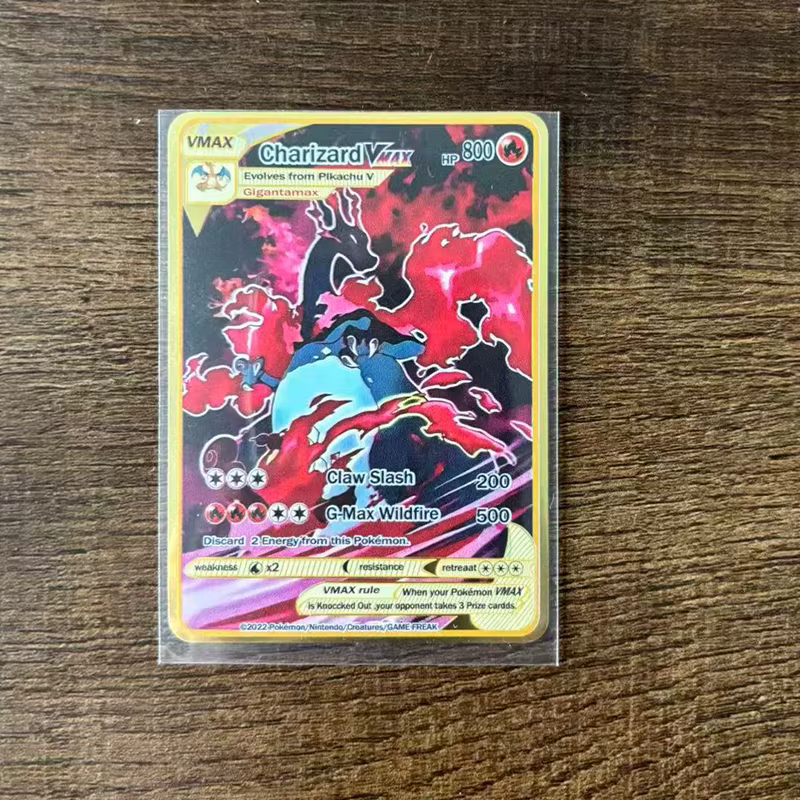 Cartes Métalliques Arceus Rayquaza Points, Cartes Super Métalliques Dorées Charizard, Cartes Anglaises Mewtwo Mega, Collection de Jeux Anime, Cadeau
