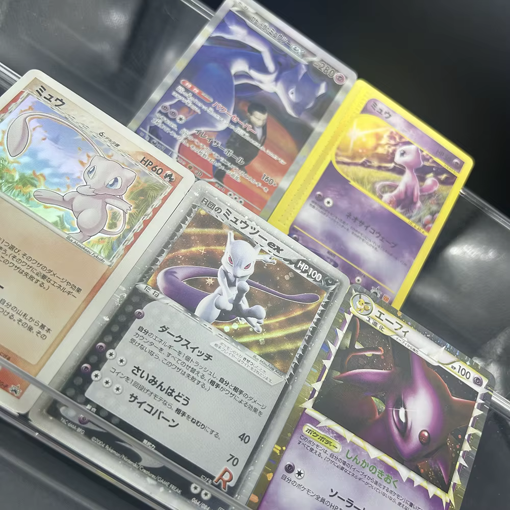 Lot de 5 cartes à collectionner PTCG Anime Mew Mewtwo Espeon, cartes holographiques, collection de cartes rares, affichage artistique, cadeau pour collectionneurs