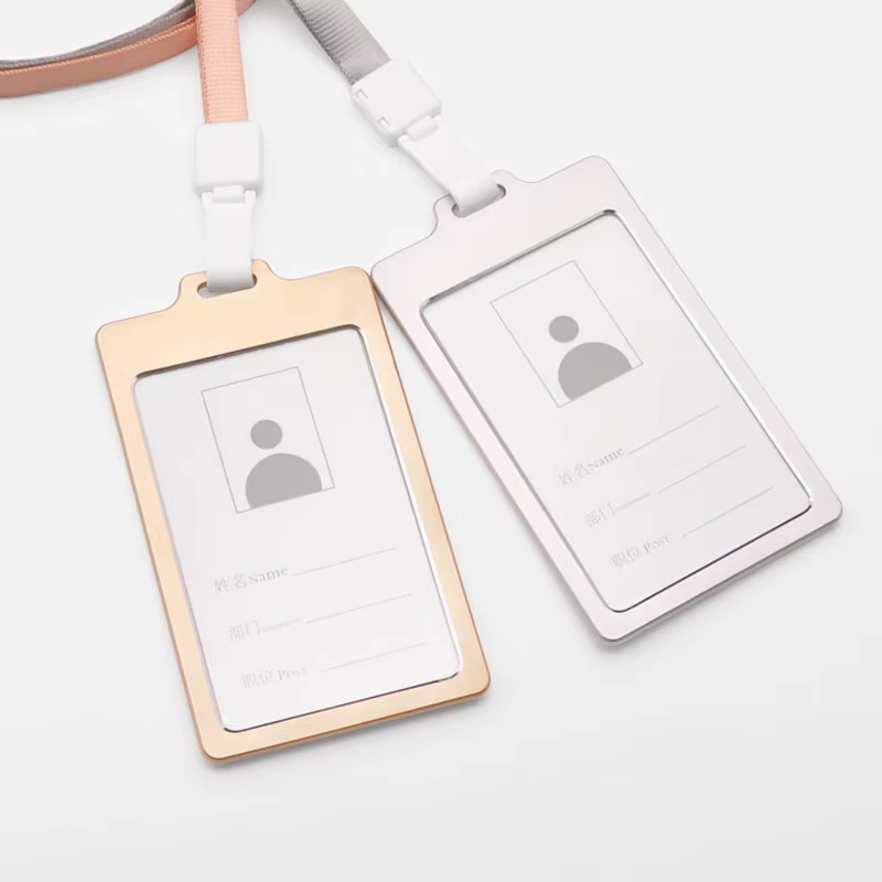 Porte-carte sangle de cou avec lanière porte-Badge carte d'identité de travail porte-carte d'identité d'affaires de Bus porte-carte en alliage d'aluminium fournitures de bureau