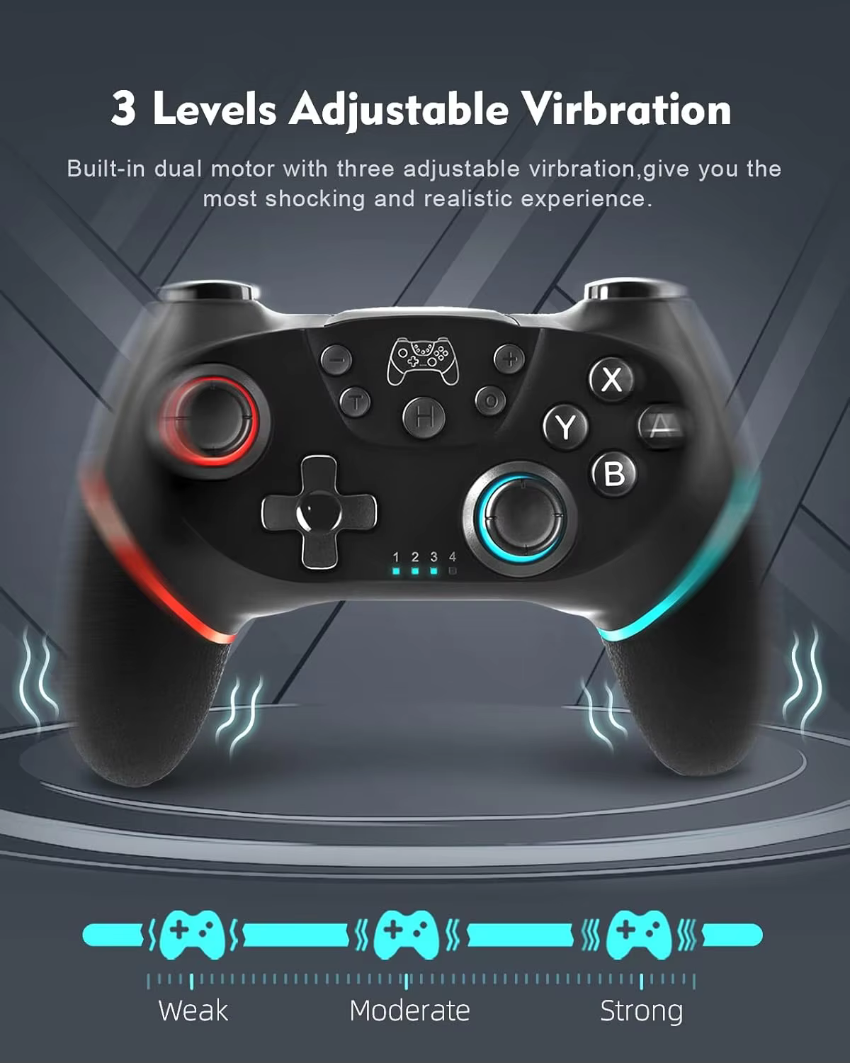 Manette de jeu sans fil STORM WYRM avec fonctions Turbo et double Vibration réglables pour Switch/Switch Lite/Switch OLED