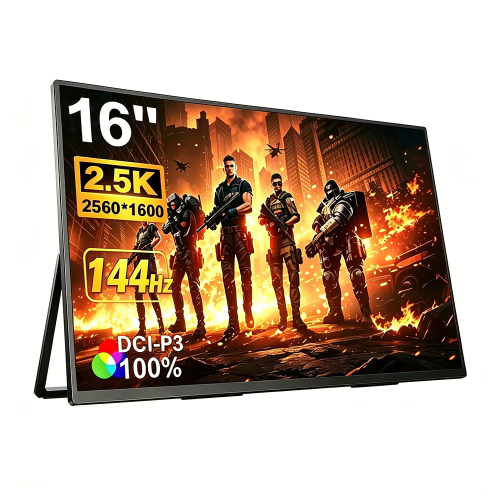 Moniteur de jeu portable 16 pouces 144 Hz 2,5K QHD, deuxième écran pour ordinateur portable Mac, Switch, PS5/4, écran IPS mat 500 nits, USB-C HDMI