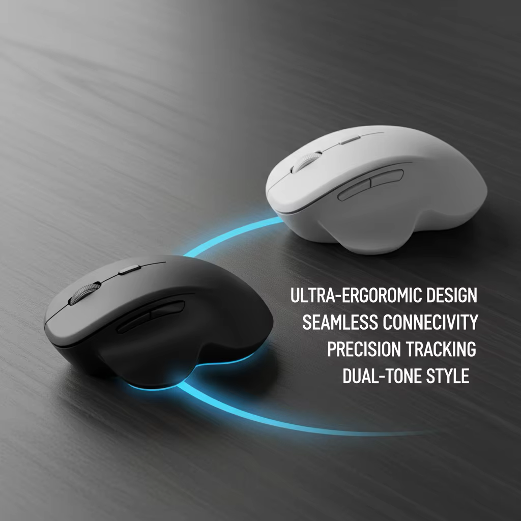 Souris sans fil double mode pour ordinateur portable, 6 boutons, 1600 DPI, conception ergonomique réglable, souris rechargeable pour ordinateur portable, PC, ordinateur de bureau