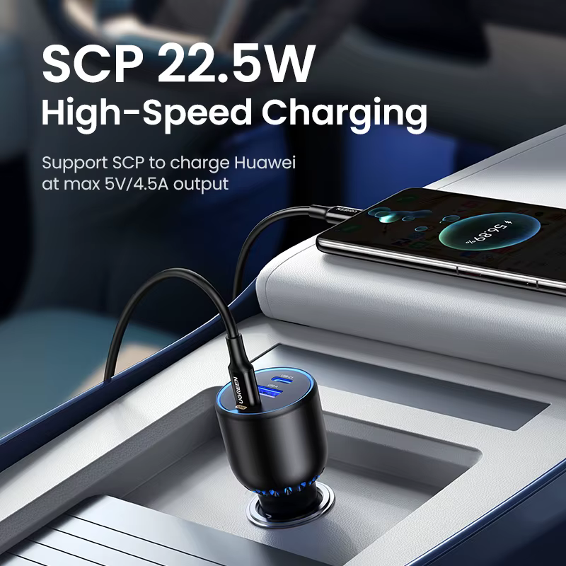 UGREEN 130W USB C chargeur de voiture pour Xiaomi iPhone 17 Samsung Galaxy S25 ordinateurs portables Tabet PD3.0 charge