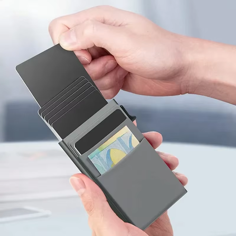 Rfid porte-carte de crédit hommes mince mince Mini portefeuilles minimalistes de luxe en métal banque ID étui portefeuille pour hommes Carteras