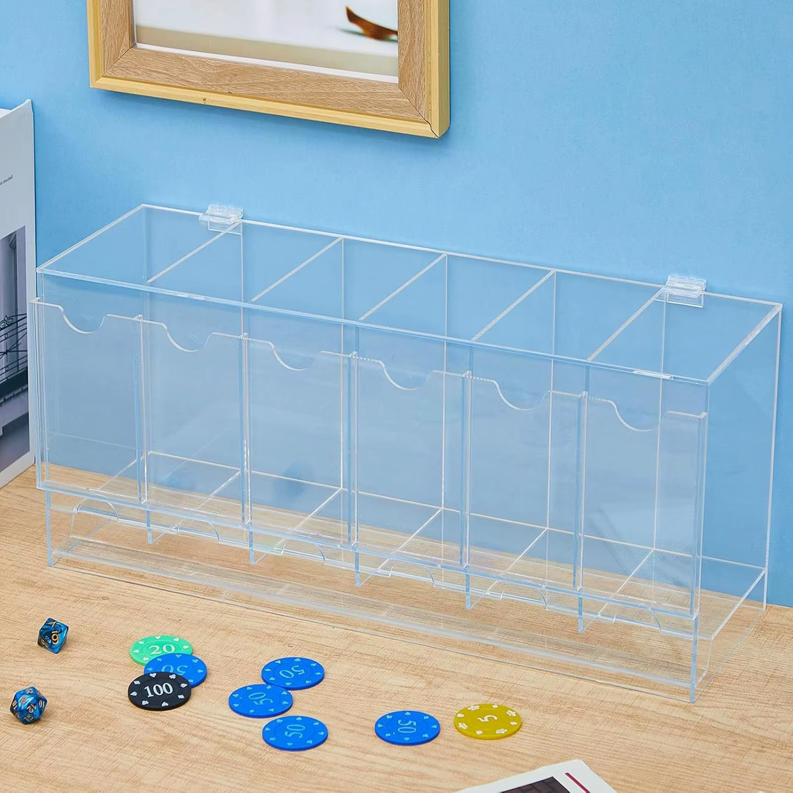 Organisateur de cartes à 6 emplacements, rangement durable, accès facile, pratique, en acrylique, vitrine
