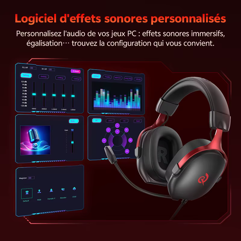 QCY VN200 Pro casque de jeu filaire avec micro 40mm pilote 7.1 Surround sur l'oreille