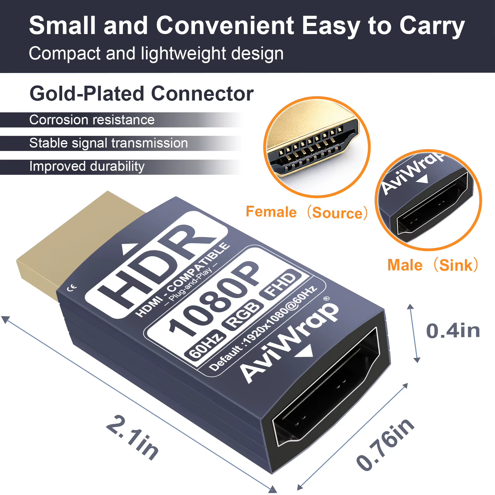 Émulateur HDMI EDID avec fonction de passage de signal, Affichage virtuel 1080p@60Hz, Gestionnaire EDID fiable pour prolongateur HDMI, KVM, récepteur et répartiteur AV