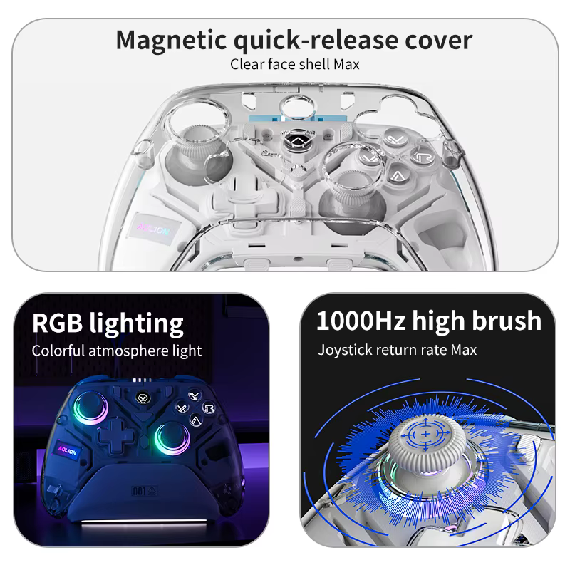 Aolion K10 pour Switch 2 contrôleur de jeu avec station de charge RGB manette de jeu sans fil Hall Joystick déclencheur pour NS Switch/PC/téléphone