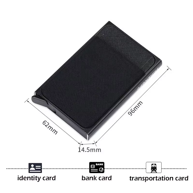 Porte-cartes à rabat automatique pour hommes, pochette latérale, grande capacité, 12 fentes pour cartes, boîte à cartes en métal, portefeuilles antivol en aluminium