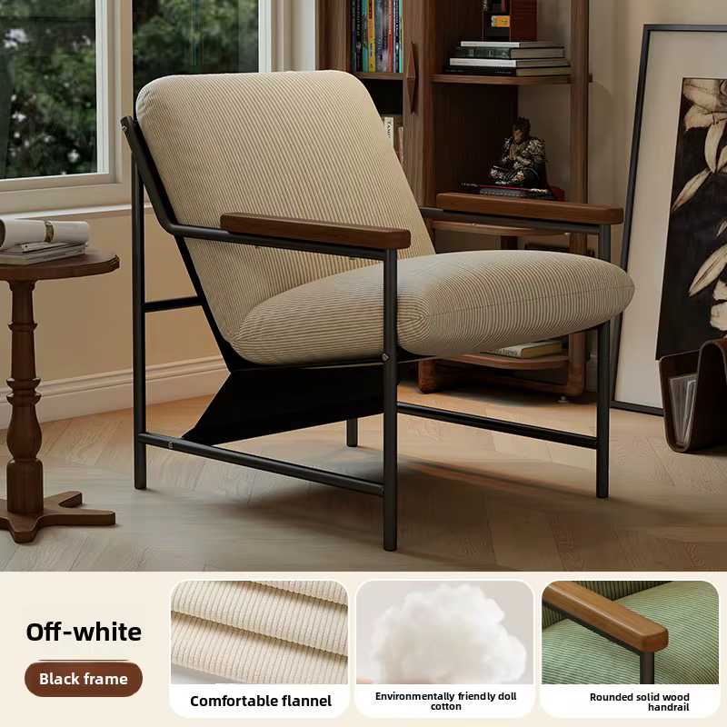 Fauteuil monoplace de style vintage, fauteuil inclinable de loisirs moderne avec repose-pieds, chaise d'appoint confortable pour balcon de chambre à coucher
